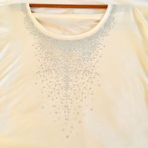Coldwater Creek Sequin T- Shirt Ivory Color Med